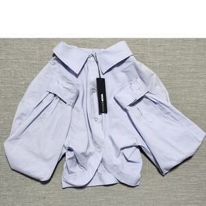 Fashion Nova Lavender Cropped Button Down Shirt Cotton Wrap Front Large